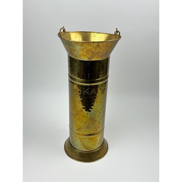 5KAN Copper/Brass Coal Scuttle Bucket Water Fire Umbrella or Cane Stand 20" Tall - Picture 2 of 10